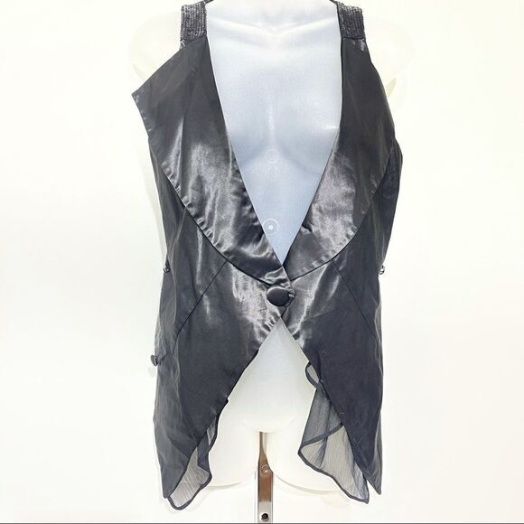 Anthropologie RYU one button satin vest lapel NEW - Picture 1 of 16